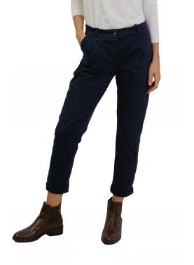 Chino con pence in cotone con elastico dietro 